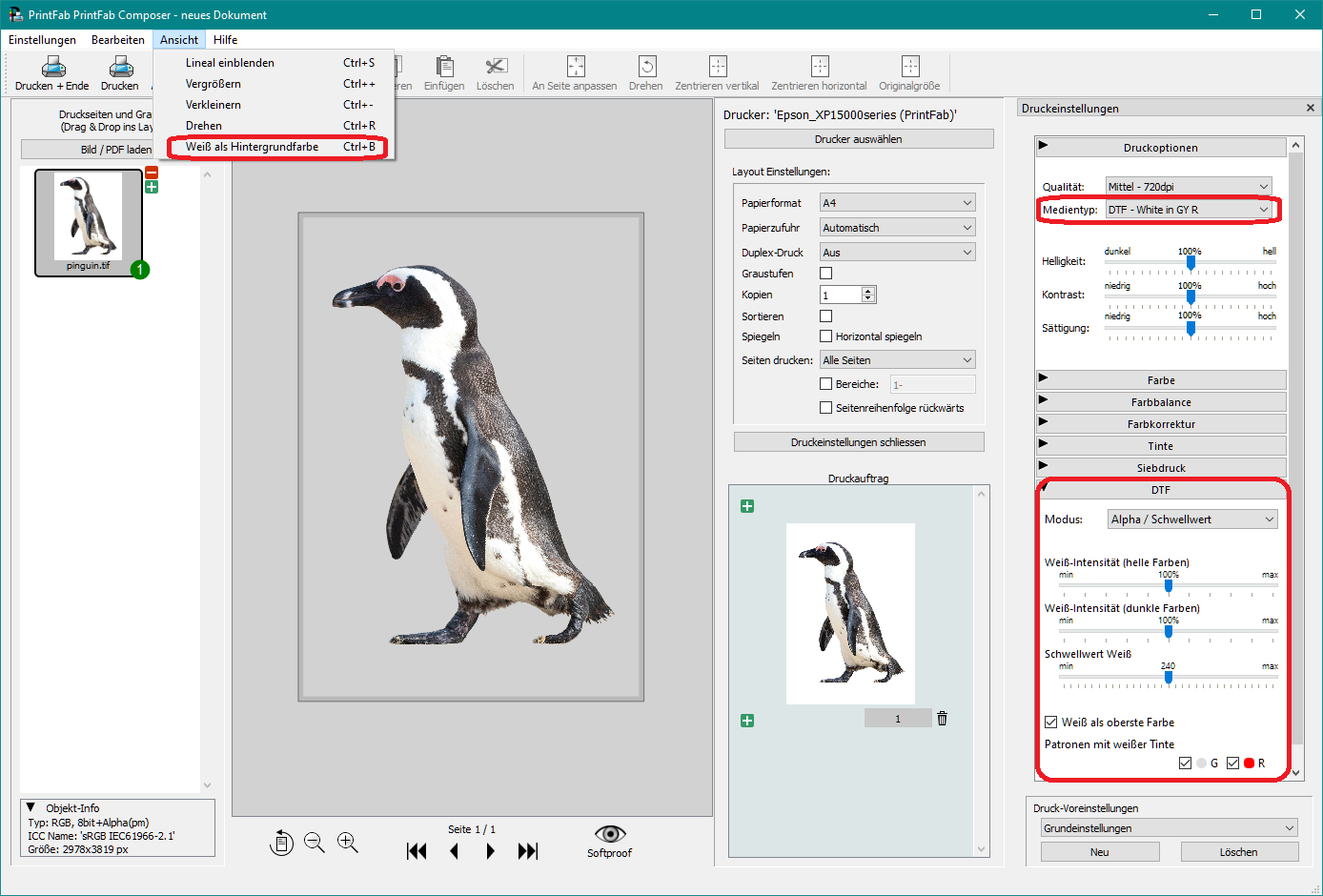 PrintFab Composer für DTF